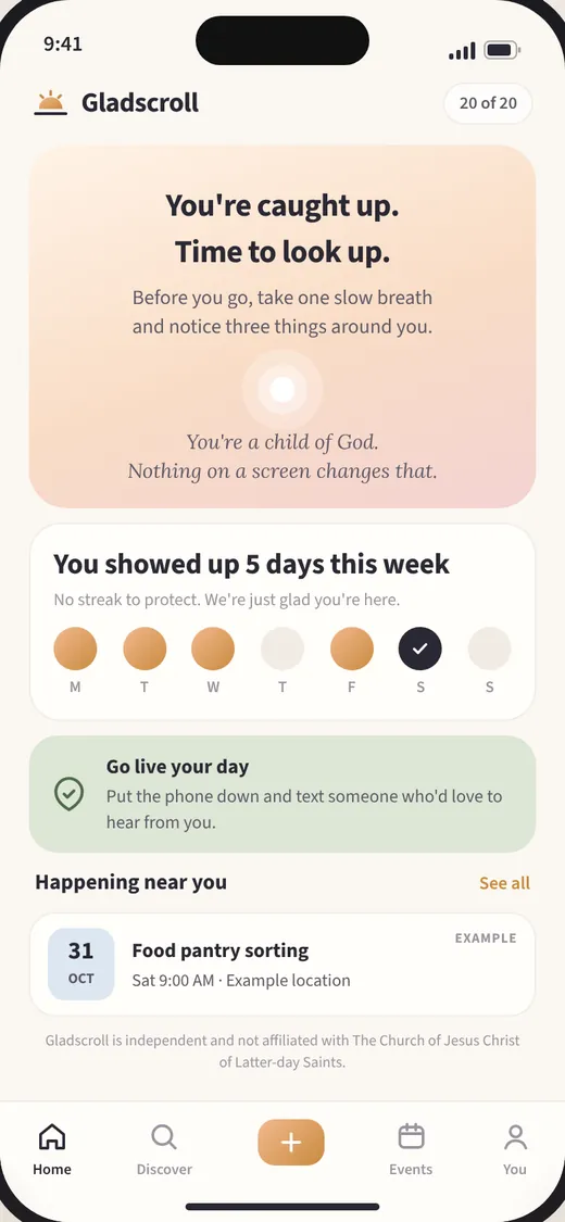 Caught up screen